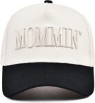 Vintage Two-Tone Womens Baseball Cap, Mommin Trucker Hat for Women & Men, Adjustable Baseball Cap, Mother Day Ponytail Hat for Running, Gym, Fashion, Office and Outdoor
