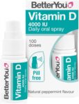 Vitamin D3 4000 IU Oral Spray, High Strength Vitamin D Supplement, 3-Month Supply, Sugar-Free Peppermint Flavour, Made in the UK BetterYou