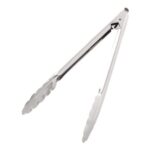 Vogue Catering Tongs 10 in Stainless Steel Serrated Grip Spring-Loaded