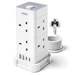 VonHaus Tower Extension Lead (3250W 13A), Surge Protection Extension Socket with 8 AC Outlets – Sold & Shipped by VonHaus UK