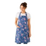 Votuda Floral Kitchen Apron for Women with Pockets, Adjustable Blue