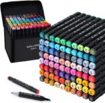 WELLOKB Alcohol Markers, 80 Colors Dual Brush Tip Permanent Art Markers, Colouring Pens for Adults, Book Painting Card Making, Christmas gift for Adults