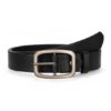 WHIPPY Womens Leather Belt for Jeans, Gold/Silver Buckle, Black, M