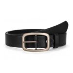 WHIPPY Womens Leather Belt for Jeans, Gold/Silver Buckle, Black, M