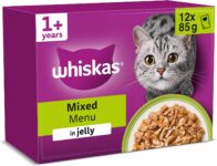 WHISKAS Adult Wet Cat Food in Jelly 12x85g Mixed Menu (Pack of 4)