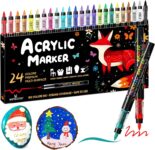 WINSONS Acrylic Pens 24 Colours, Waterproof/Non-Toxic Markers for Paiting