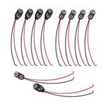 WJUAN 10-Pack 9V Battery Clips with 15 Cm Lead (Black)