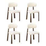 WOLTU Dining Chairs Set of 4, with Upholstered Seat and Back, Modern, Cream