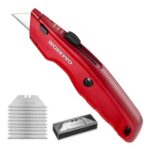 WORKPRO Premium Retractable Box Cutter, Metal, Red