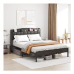 WOWTRELAX Single Bed Frame with Charging Headboard Storage Shelf 90x190cm