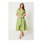 Wallis Linen Blend Belted Midi Dress