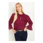 Wallis Petite Burnout Ruffle Neck Blouse