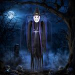 Warmiehomy 6FT Halloween Inflatables Decorations Hanging Evil Witch