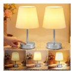 Warmiehomy Touch Bedside Lamps Set of 2, 3-Level Dimmable, Silver