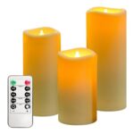 Waterproof LED Flameless Candle Set of 3, Ivory, 5/6/7in, Remote