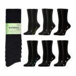 WeciBor Womens Black Bamboo Socks 6-Pack, Breathable Floral Pattern