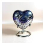 Well Blessed Small Twin White Butterfly Heart Keepsake Urn Purple
