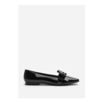 Wheres That from Jessica Black Patent Square Toe Flats