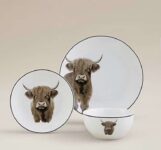 White Highland Cow Dinner Set 12 Piece – Free C&C