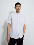 White Linen Rich Short Sleeve Regular Fit Shirt – XL – Free C&C