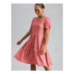 White Stuff Cotton Blend Printed Knee Length Skater Dress