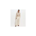 White Wide Leg Stripe Trousers