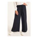 Wide Leg Twill Trousers