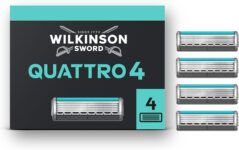Wilkinson Sword Quattro Mens Razor Blade Refills, 4 Pack