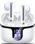 Wireless Earbuds Bluetooth 5.4 Headphones in Ear with 4 ENC Noise Cancelling Mic 2026 New Ear buds 42h Playtime HiFi Stereo Deep Bass Earphones IP6 Waterproof LED Display Bluetooth Earbuds USB-C White