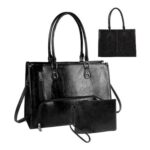 Women PU Leather 15.6-Inch Laptop Tote with Insulated Lunch Pocket