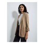 Womens Camel Ponte Roll Sleeve Blazer – 6 or 8 Only