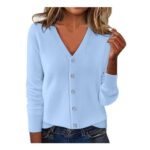 Womens Cardigan Long Sleeve Open Front Lightweight Knit Ribbed V-Neck