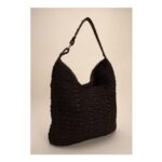 Womens Chocolate Brown Straw Slouch Shoulder Bag
