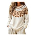 Womens Christmas Jumper with Fair Isle Pattern Crew Neck