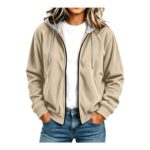 Womens Corduroy Zip-up Hoodie Jacket Windbreaker
