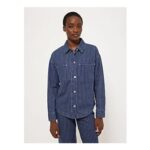 Womens Dark Wash Denim Striped Shacket – Large Only