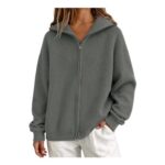 Womens Fleece Cardigan, Full Zip, Hoodless, Cozy