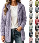 Womens Fleece Jackets Autumn Winter Warm Hoodies Full Zip Up Cozy Coats