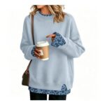 Womens Fleece Knit Pullover Sweatshirt