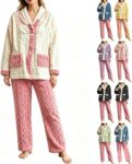 Womens Fleece Pyjamas Fleece Thickened Warm Pajama Sets 2 Piece Outfits