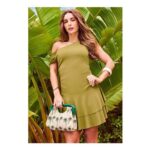 Womens Green Mini Ra Ra Dress