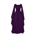 Womens Halloween Costume: Vampire Skeleton Gothic Dress, Purple, Size L
