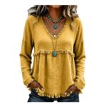 Womens Lightweight Tunic Top – Floaty Tassel Casual