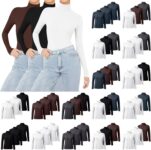 Womens Long Sleeve Shirts 3 Packs Crew Neck Stretchy Tops Thermal Shirts