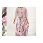 Womens Maxi Dress with Jacket Set Pink Floral