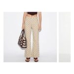 Womens Mid-Waist Polka Dot Flare Jeans