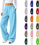 Womens Oversized Elastic Waisted Joggers Casual Baggy Straight Leg Trousers