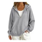Womens Oversized Zip Hoodie Long Sleeve Sweatshirt