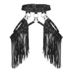 Womens Punk PU Leather Tassel Belt with Fringe Harness