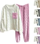 Womens Pyjamas Fluffy Fleece Pyjamas Sets 2 Piece Loungewear